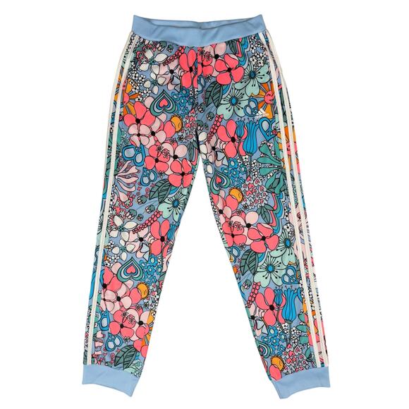 Adidas Other - Adidas Floral Track Pant Joggers Blue Clear Sky Girls XL (16) Retro Athletic